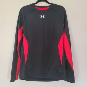 Under Armour Black and Red Cold Gear Fitted Crew Neck Long Sleeve Shirt XL